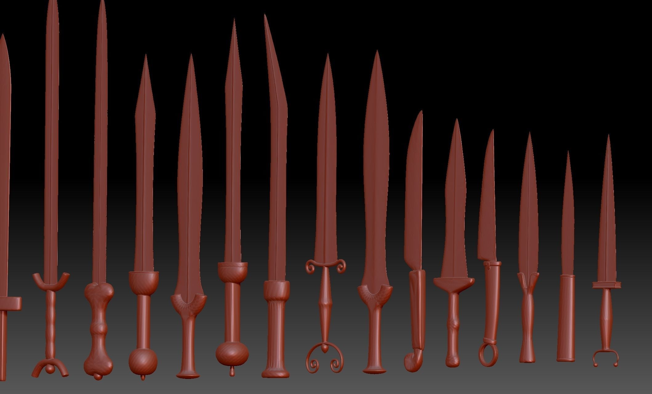 25 Swords Knives collection Medieval Roman Ancient melee weapons 3D print model_7