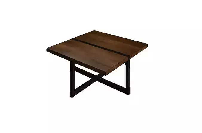 table end with square wooden top and metal legs