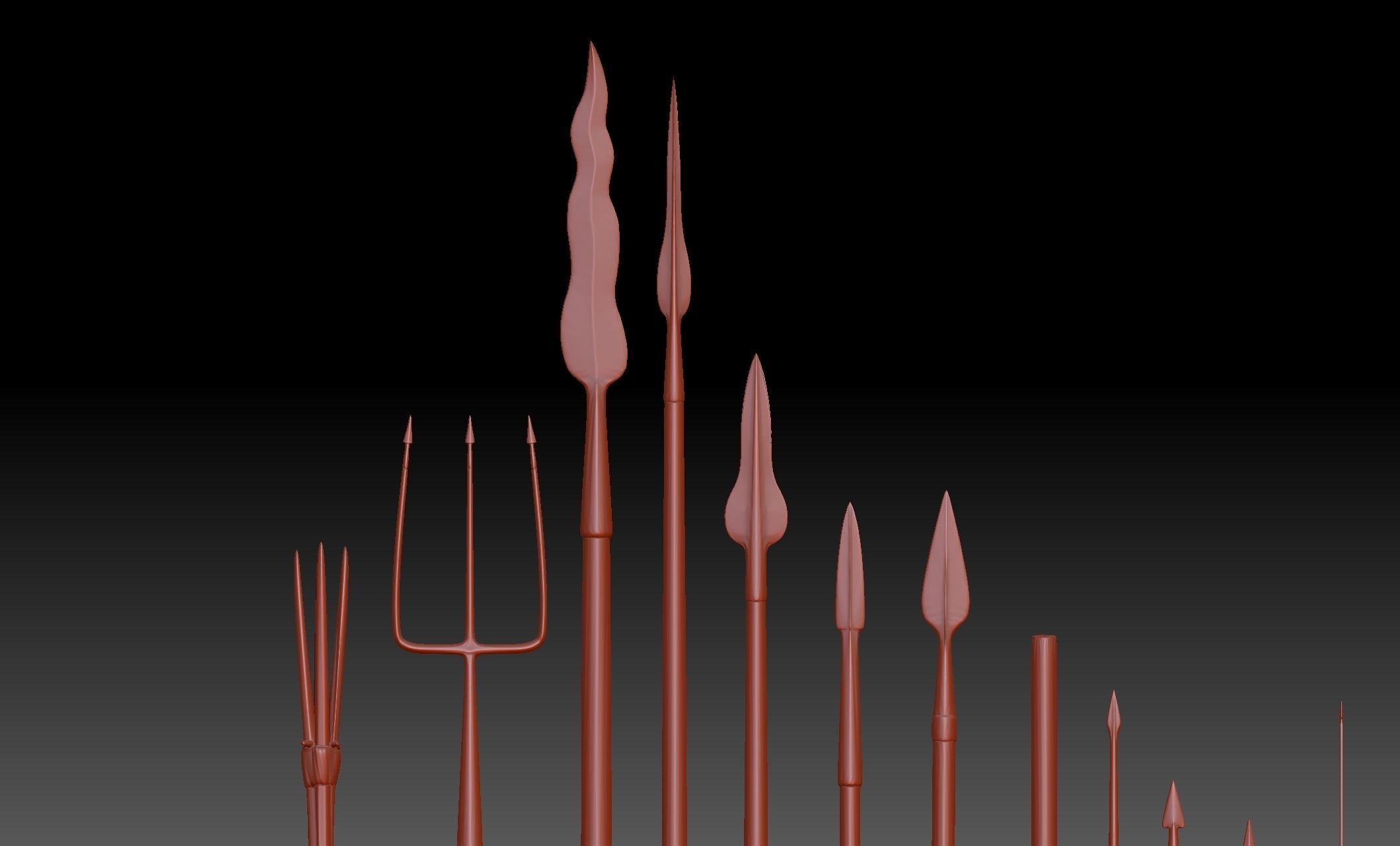 22 Axes Spears weapons collection Medieval Roman melee weapons 3D print model_3