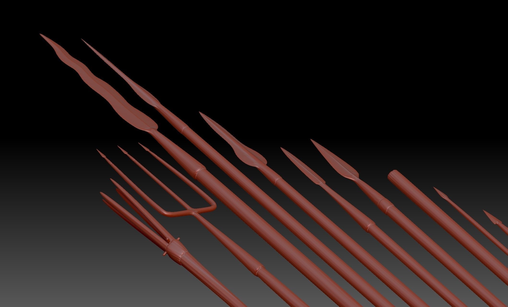22 Axes Spears weapons collection Medieval Roman melee weapons 3D print model_2