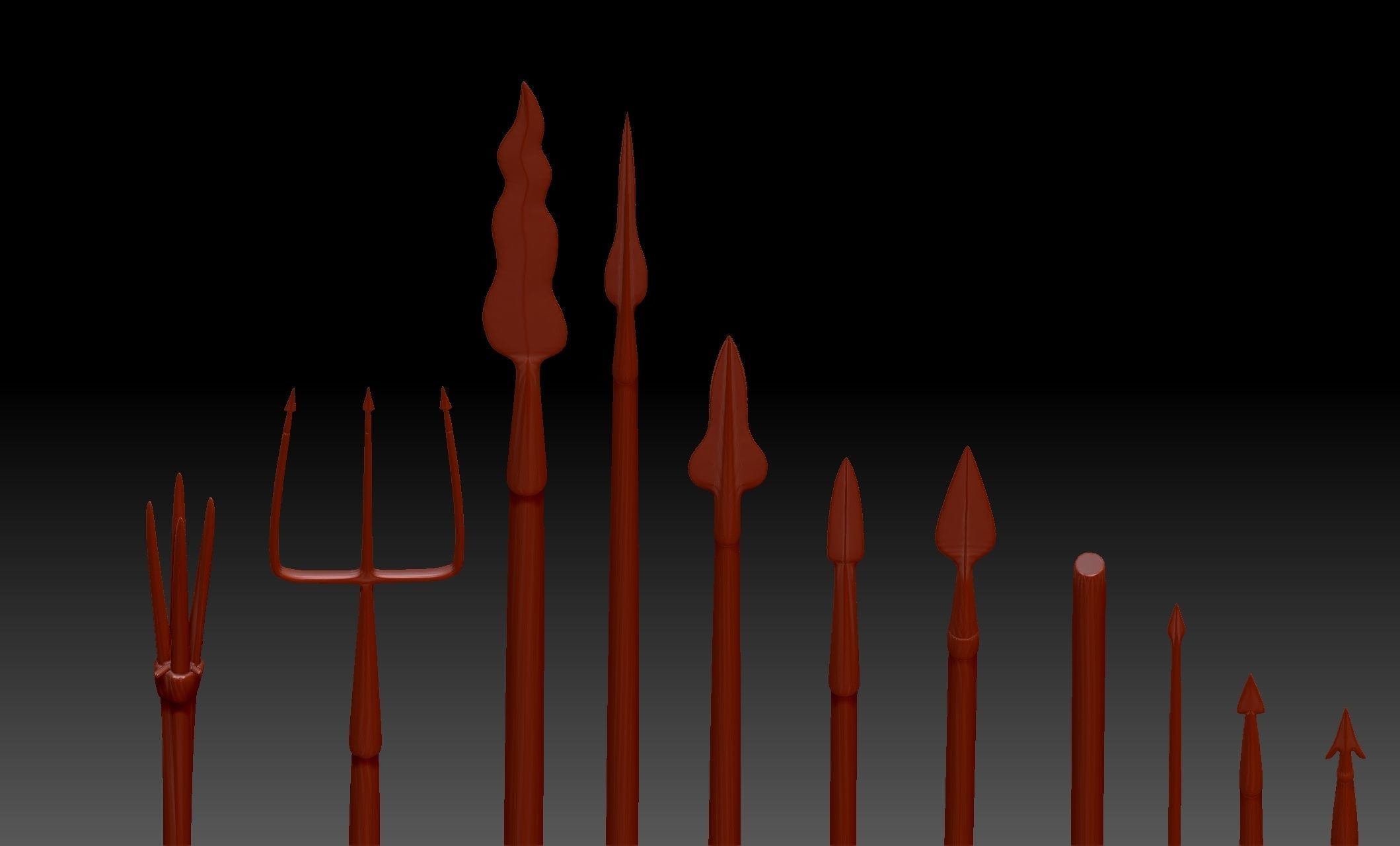 22 Axes Spears weapons collection Medieval Roman melee weapons 3D print model_4