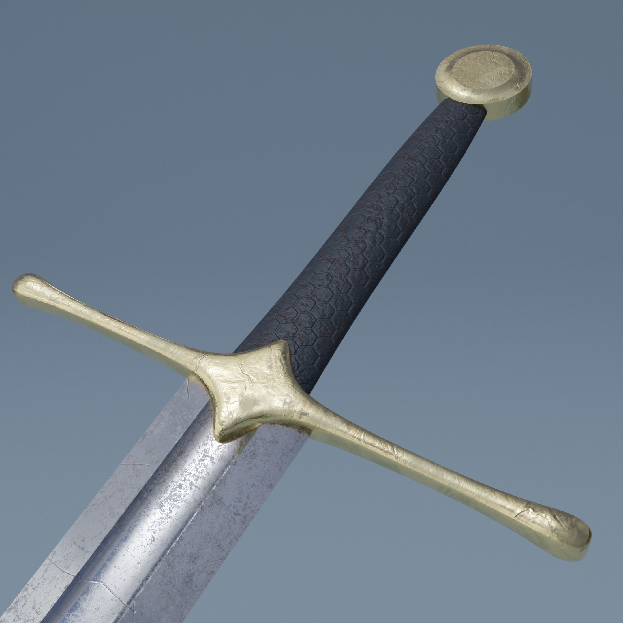 Sword two swords Low-poly 3D model_3