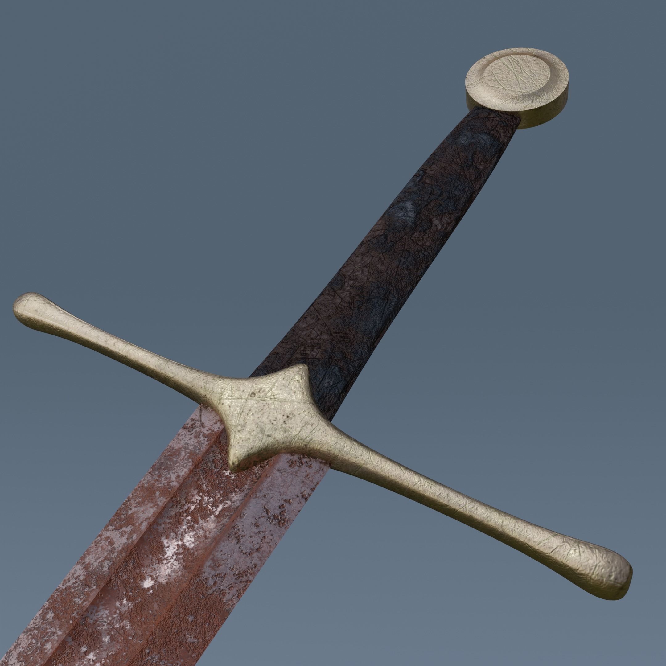 Sword two swords Low-poly 3D model_10