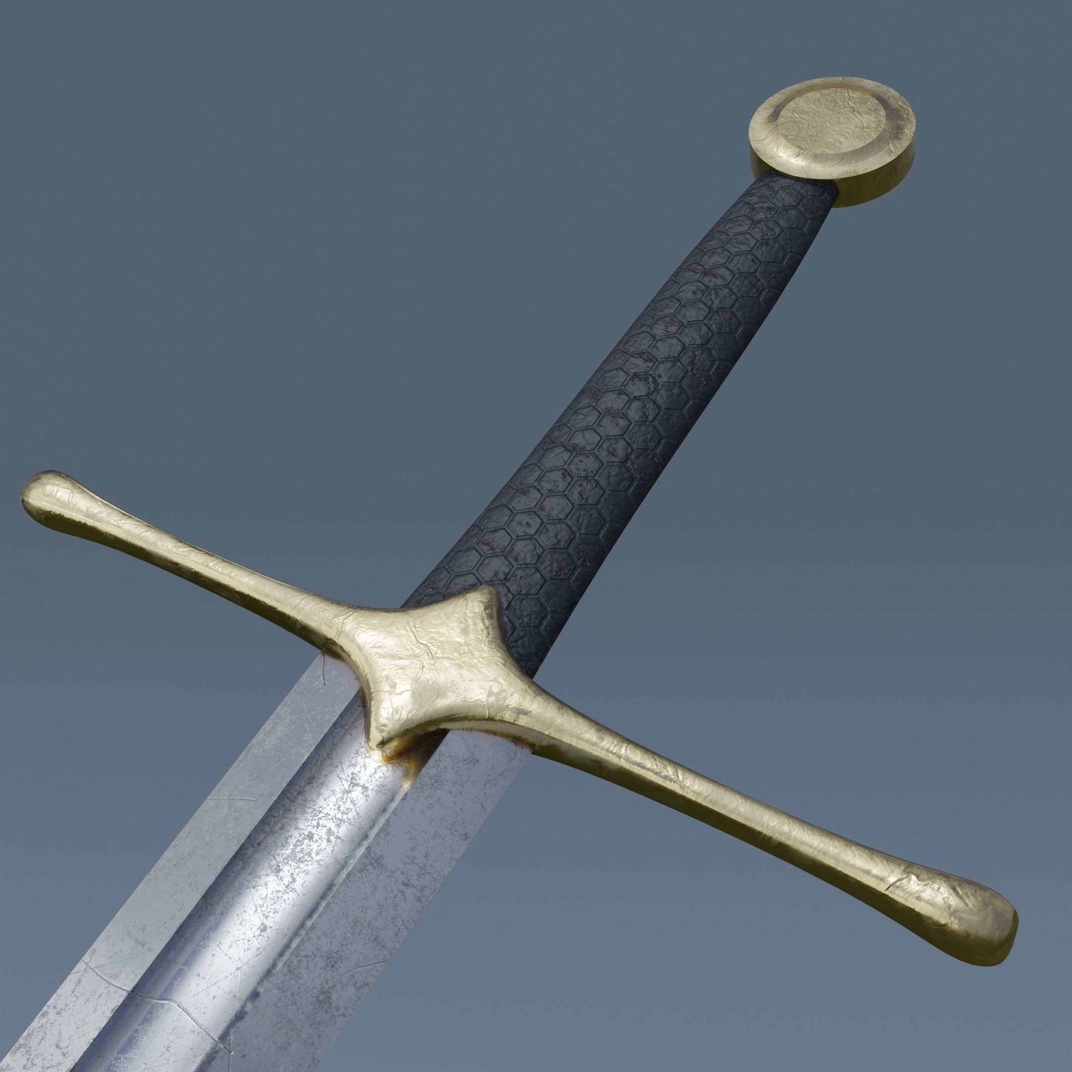 Sword two swords Low-poly 3D model_9