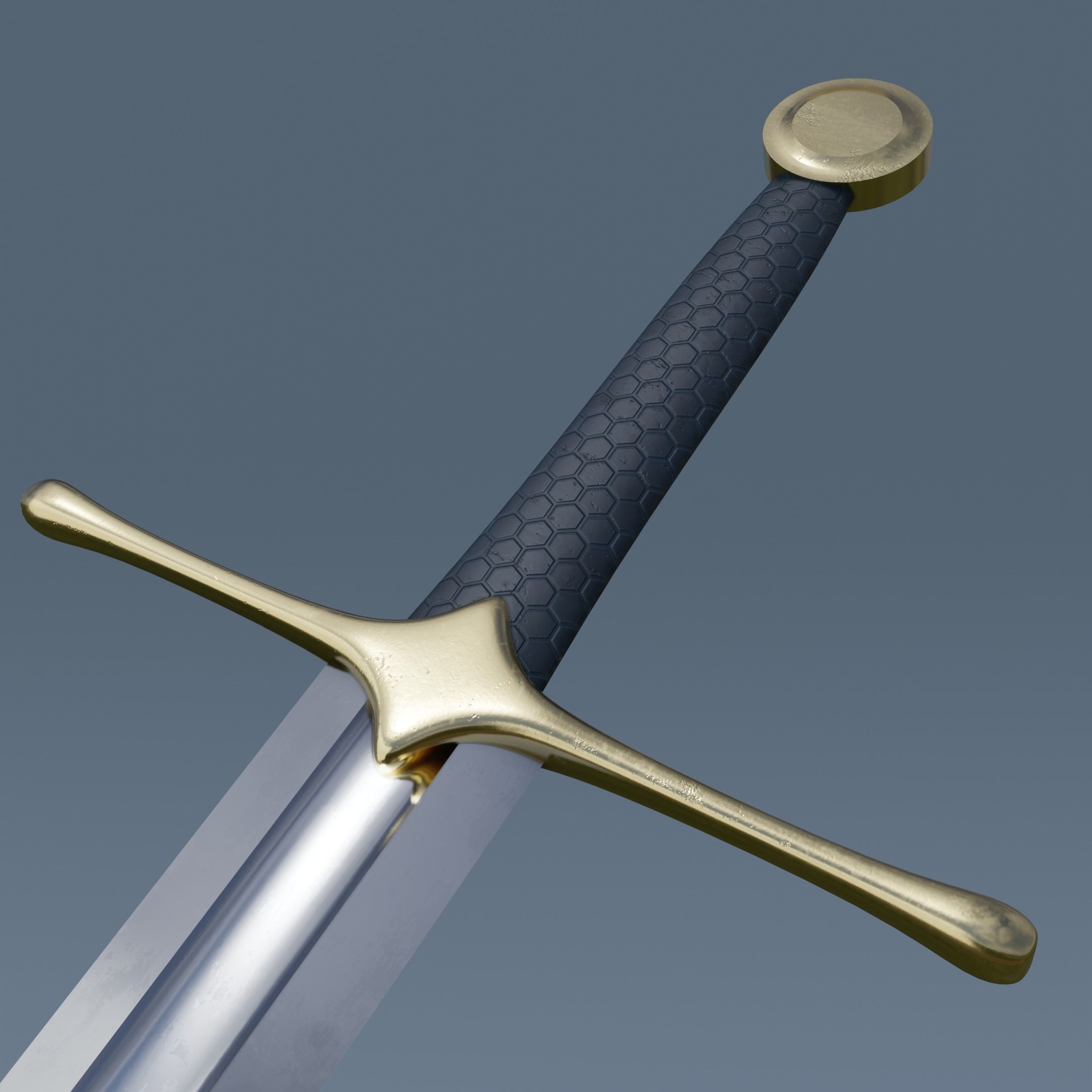 Sword two swords Low-poly 3D model_8