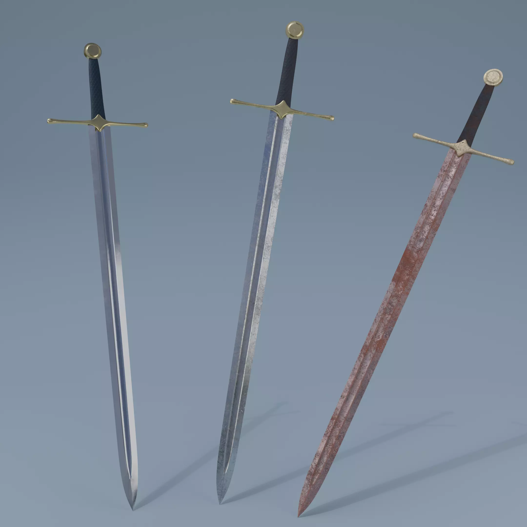 Sword two swords Low-poly 3D model_0