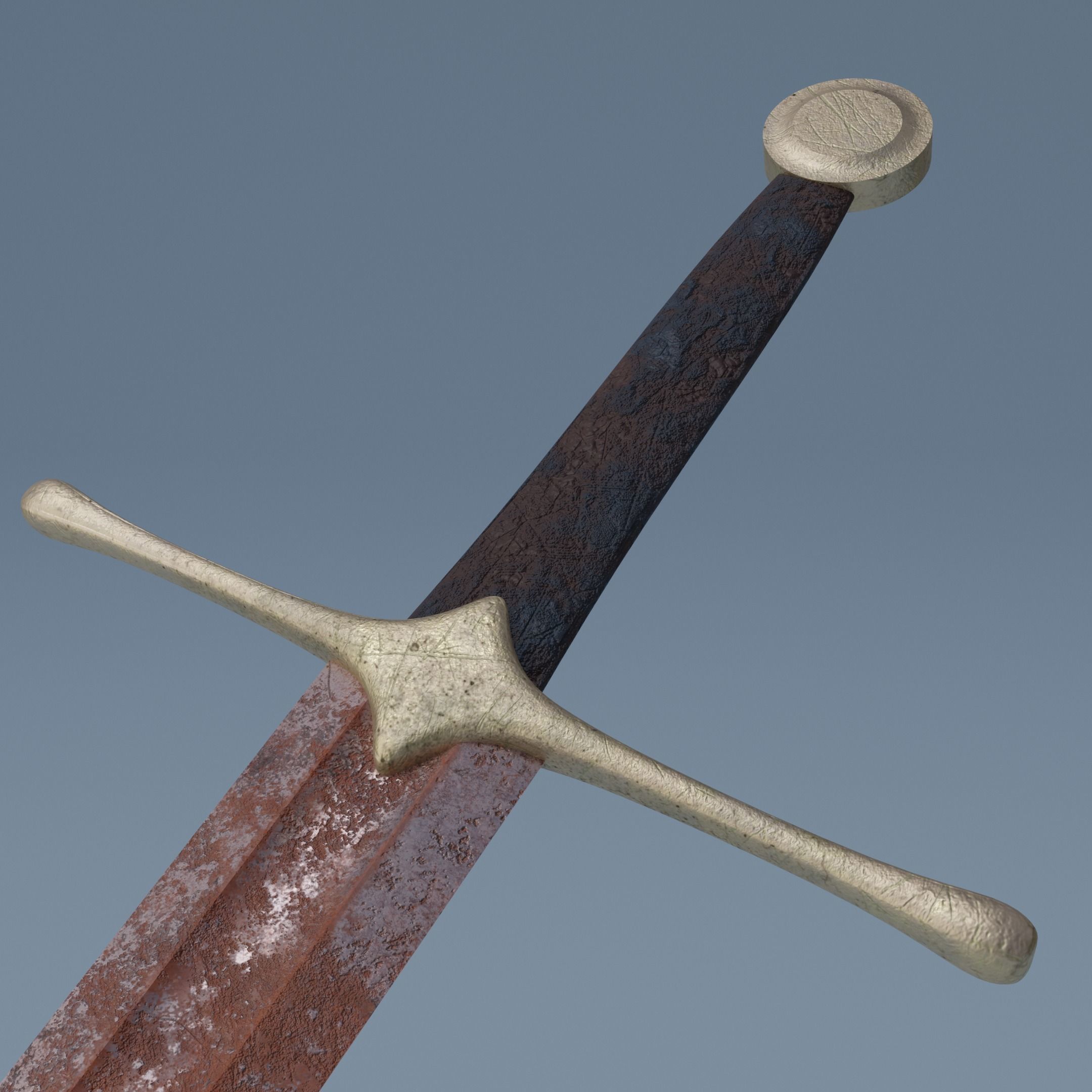 Sword two swords Low-poly 3D model_4