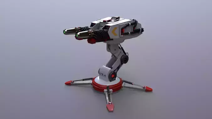 Sci-Fi laser Turret 4 Low-poly 3D model