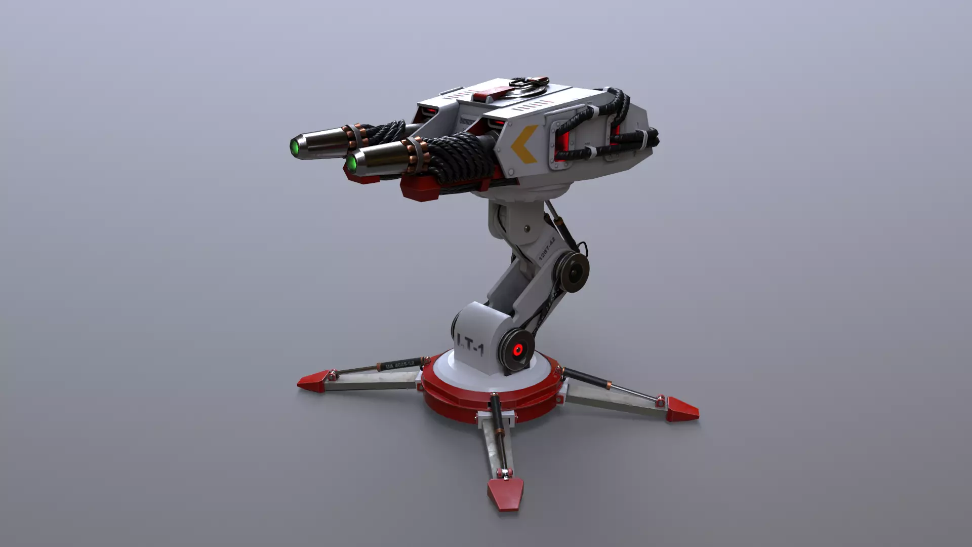 Sci-Fi laser Turret 4 Low-poly 3D model_0