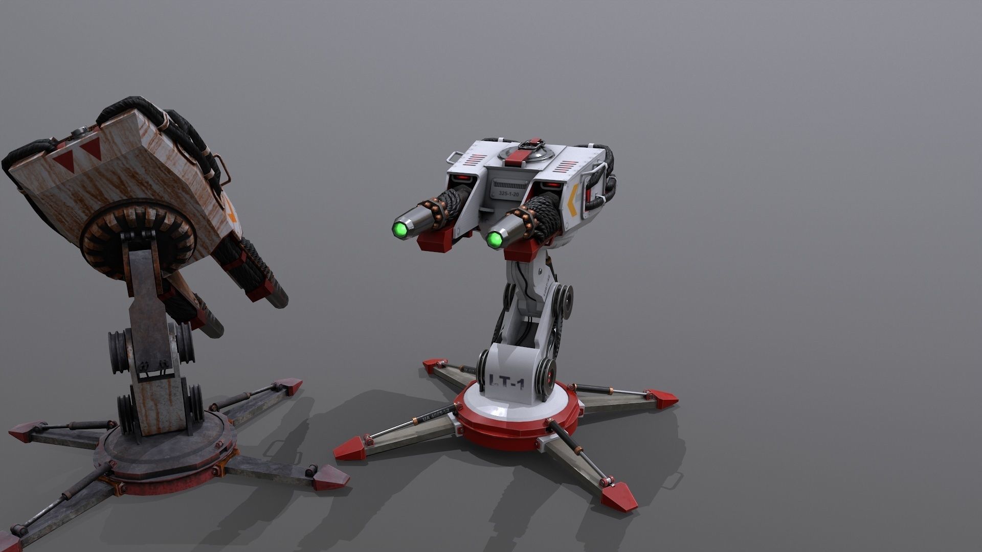 Sci-Fi laser Turret 4 Low-poly 3D model_9
