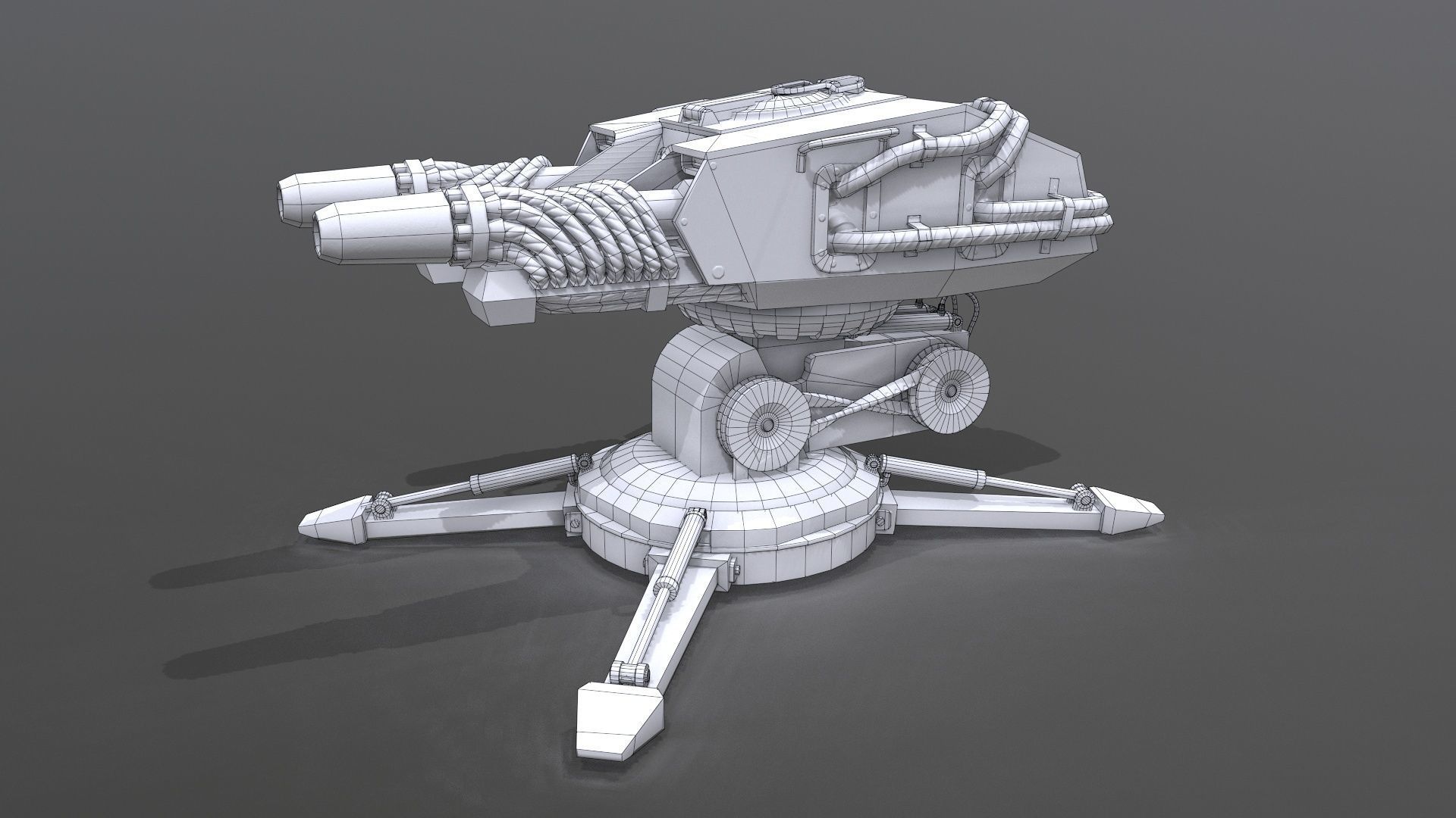 Sci-Fi laser Turret 4 Low-poly 3D model_5