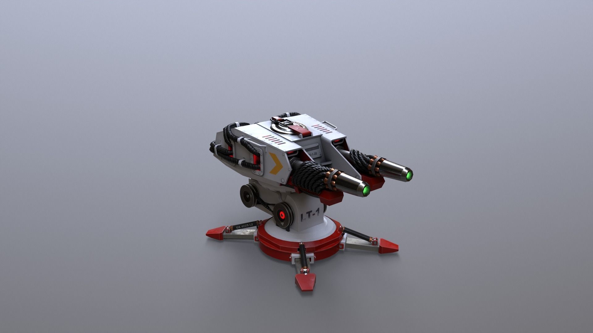 Sci-Fi laser Turret 4 Low-poly 3D model_2