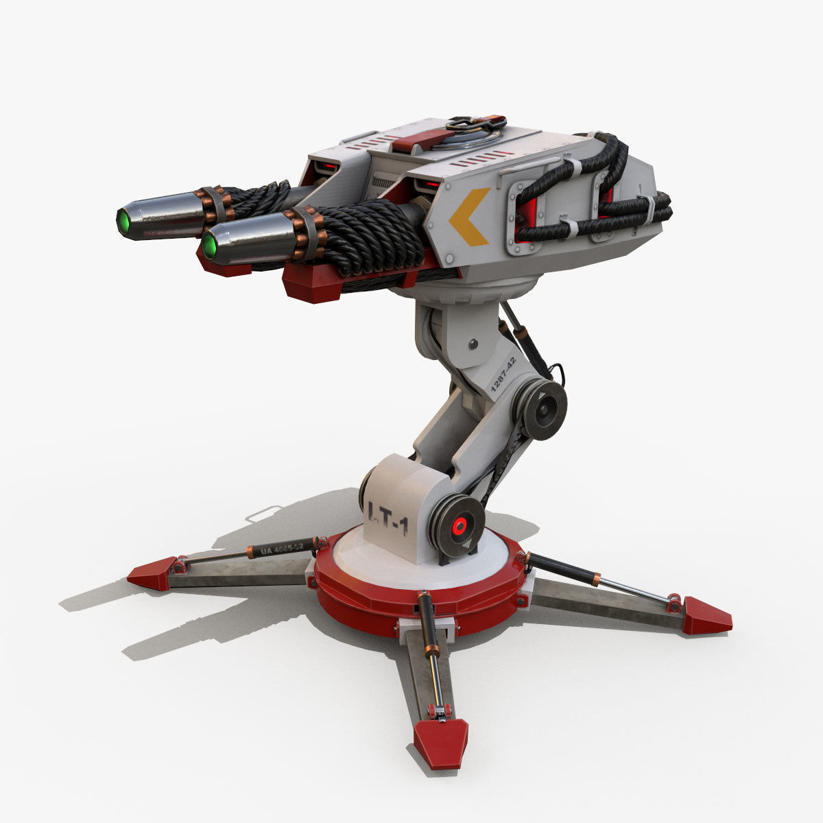 Sci-Fi laser Turret 4 Low-poly 3D model_12