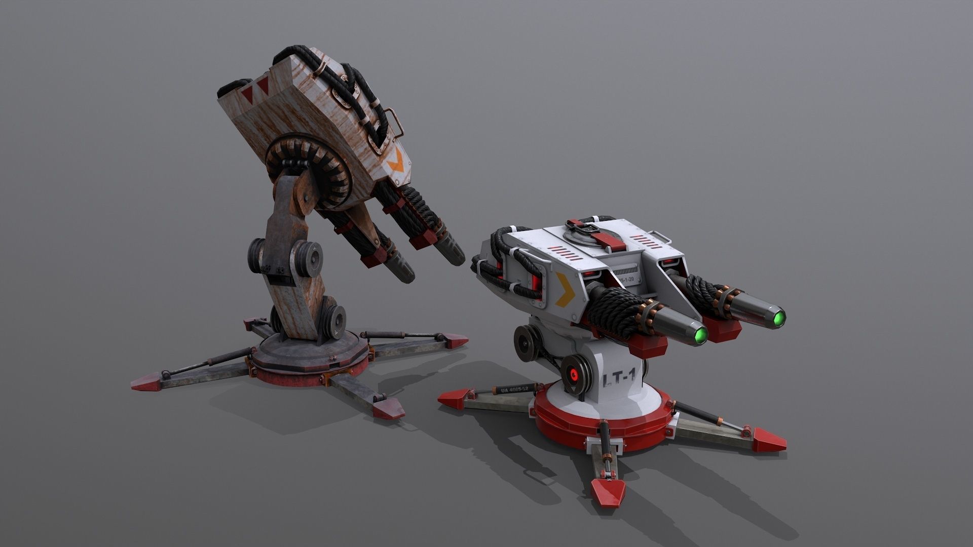 Sci-Fi laser Turret 4 Low-poly 3D model_4