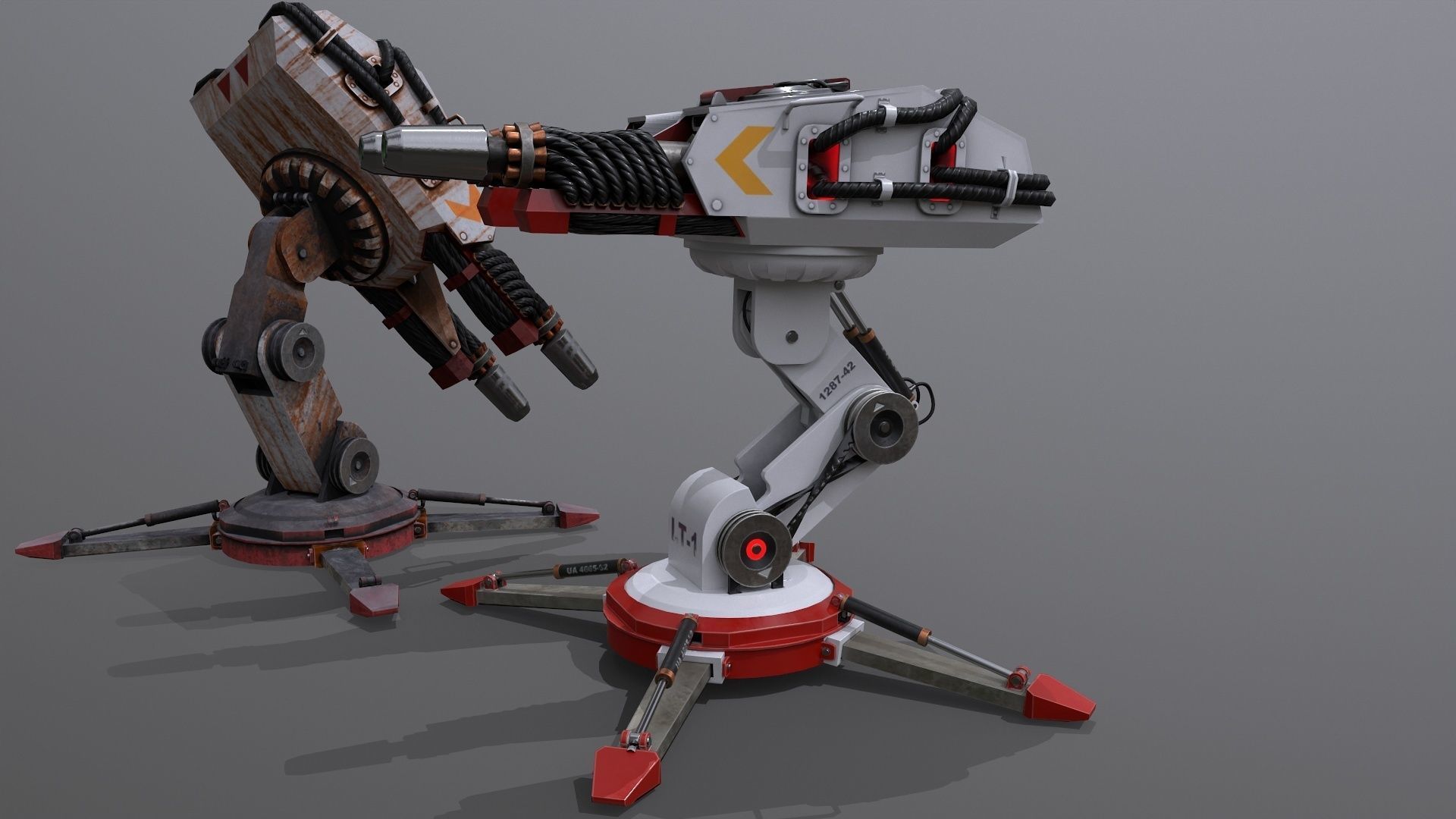 Sci-Fi laser Turret 4 Low-poly 3D model_3