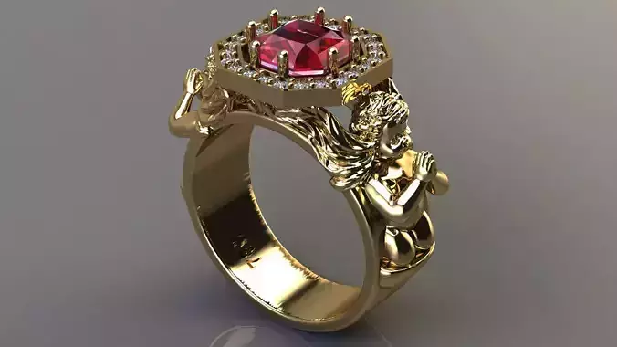 Angel baby ring