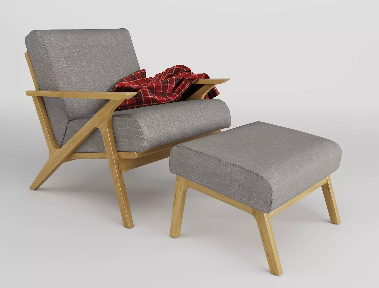 lounge armchair with pouf 3D model