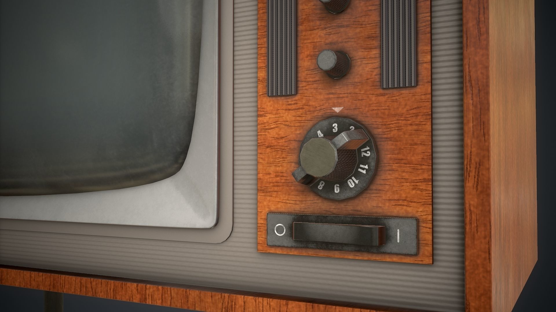 Vintage TV HD Low-poly 3D model_9