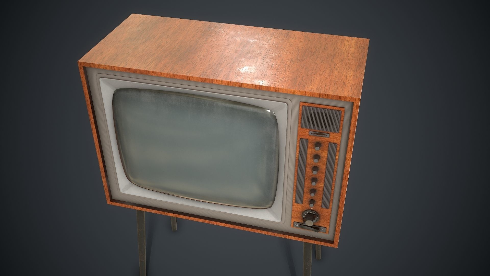 Vintage TV HD Low-poly 3D model_8