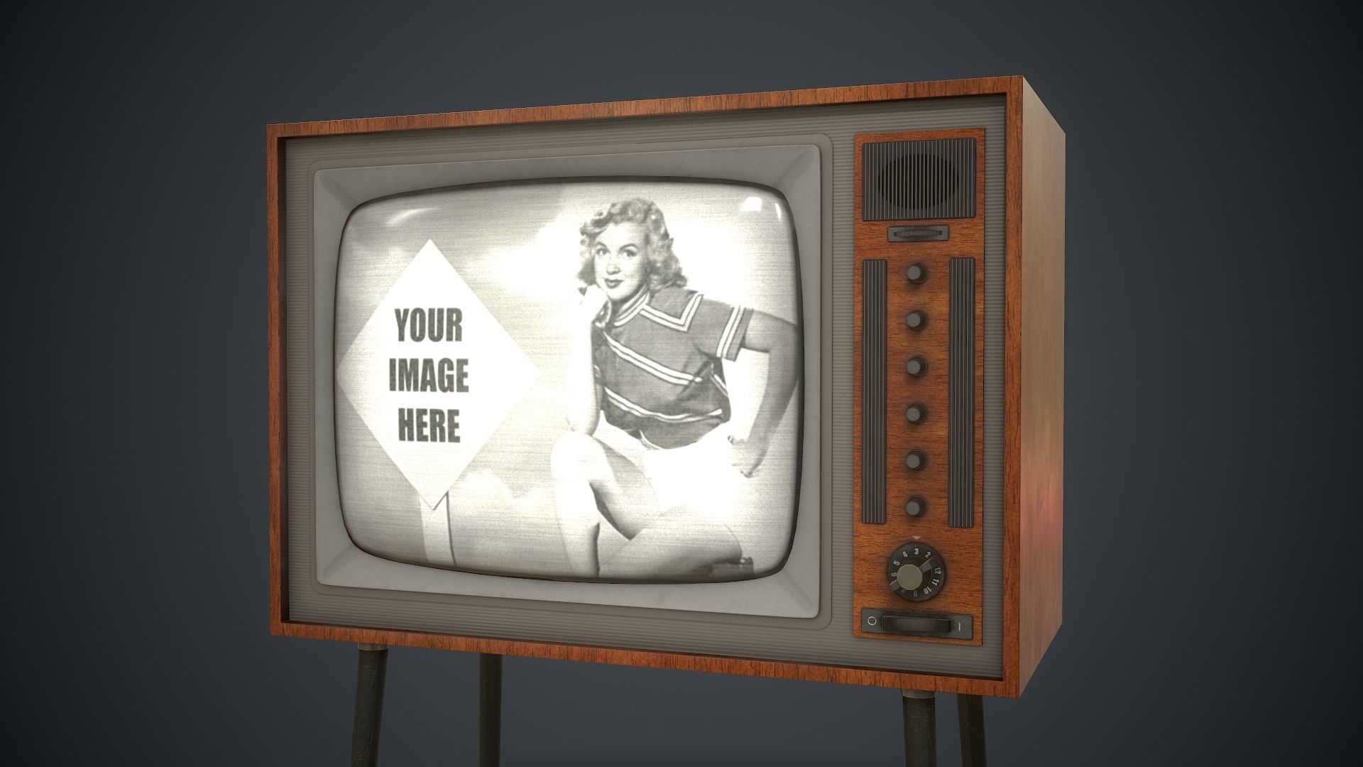 Vintage TV HD Low-poly 3D model_0
