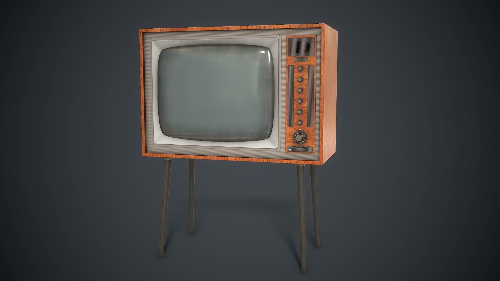 Vintage TV HD Low-poly 3D model_5
