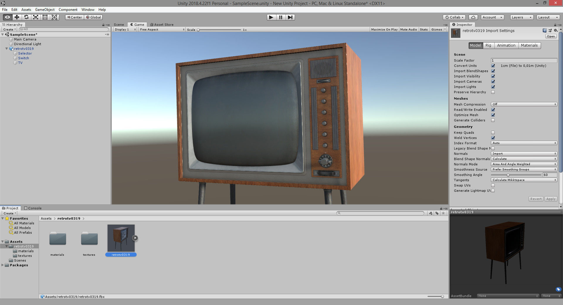 Vintage TV HD Low-poly 3D model_18