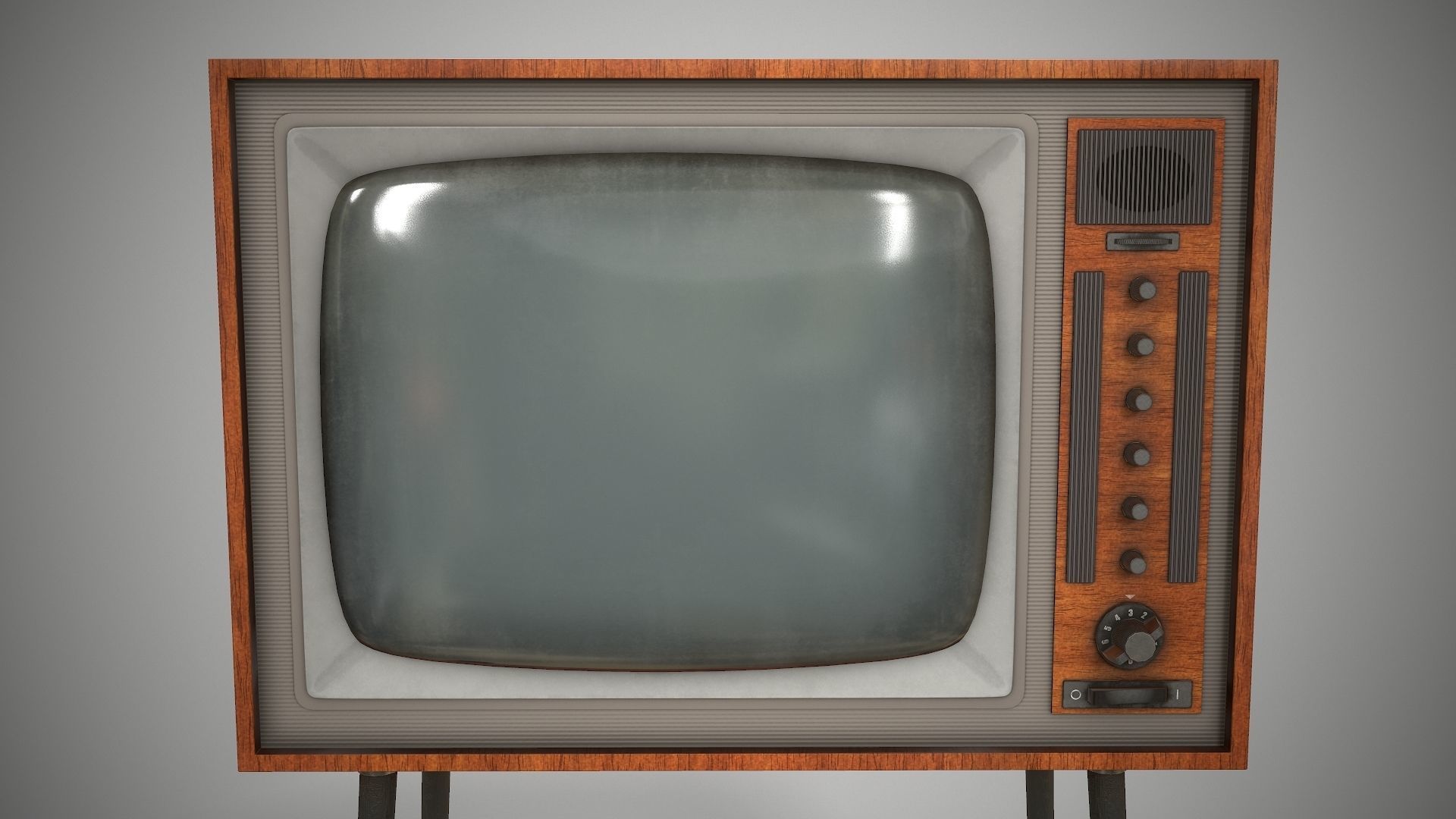 Vintage TV HD Low-poly 3D model_6