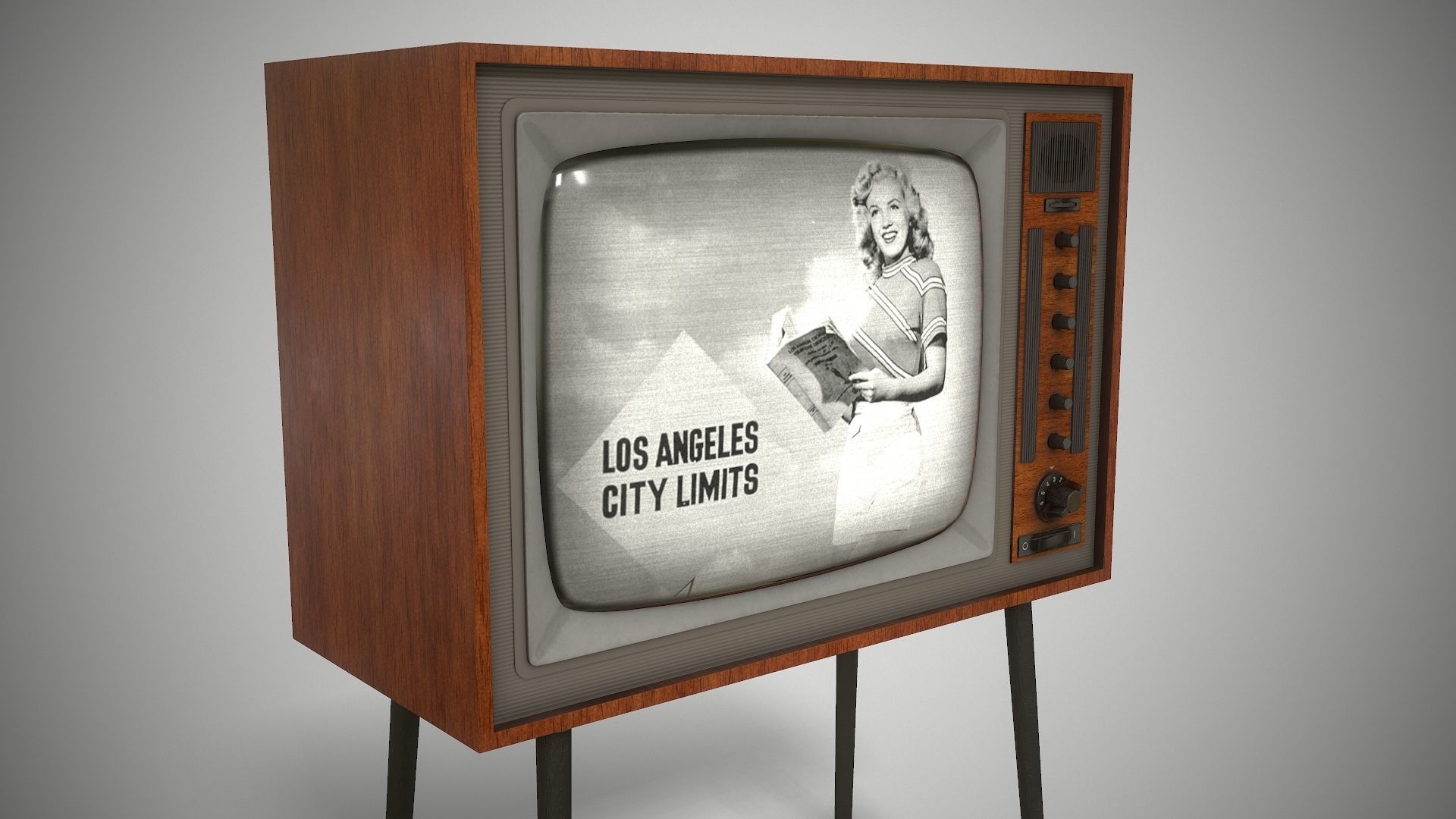 Vintage TV HD Low-poly 3D model_3