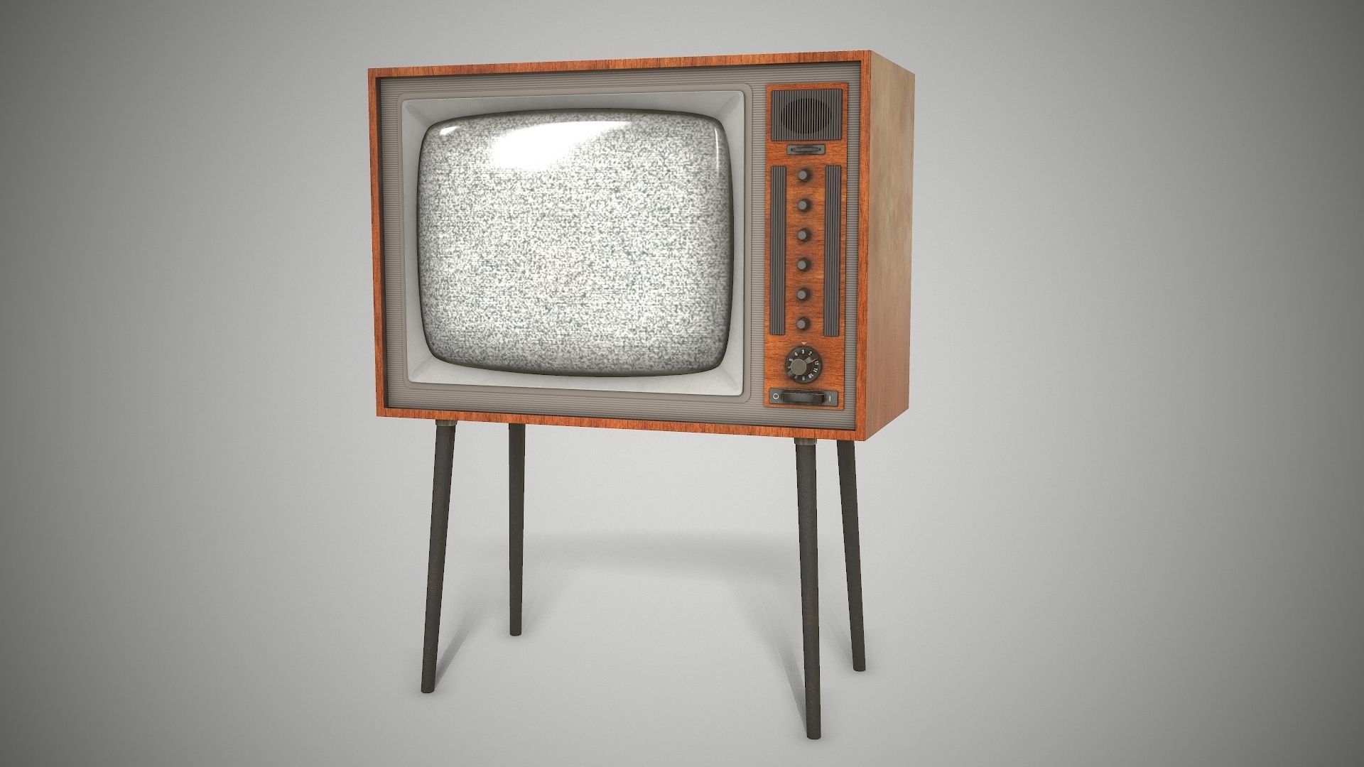Vintage TV HD Low-poly 3D model_2