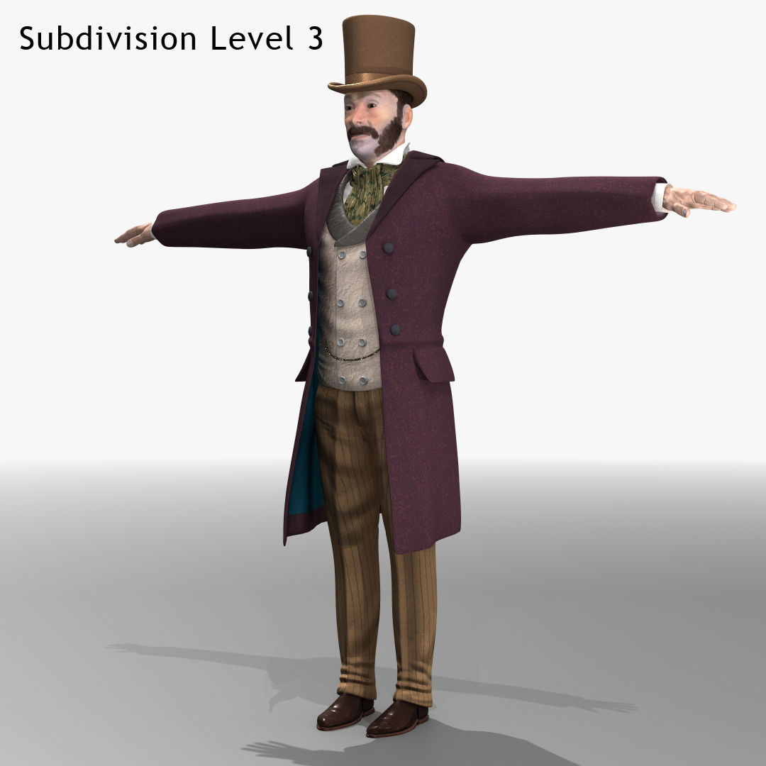 Victorian Gentleman STATIC not rigged - Low Poly Low-poly 3D model_7