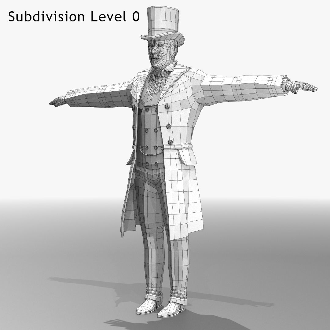 Victorian Gentleman STATIC not rigged - Low Poly Low-poly 3D model_9