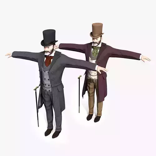 Victorian Gentleman STATIC not rigged - Low Poly Low-poly 3D model