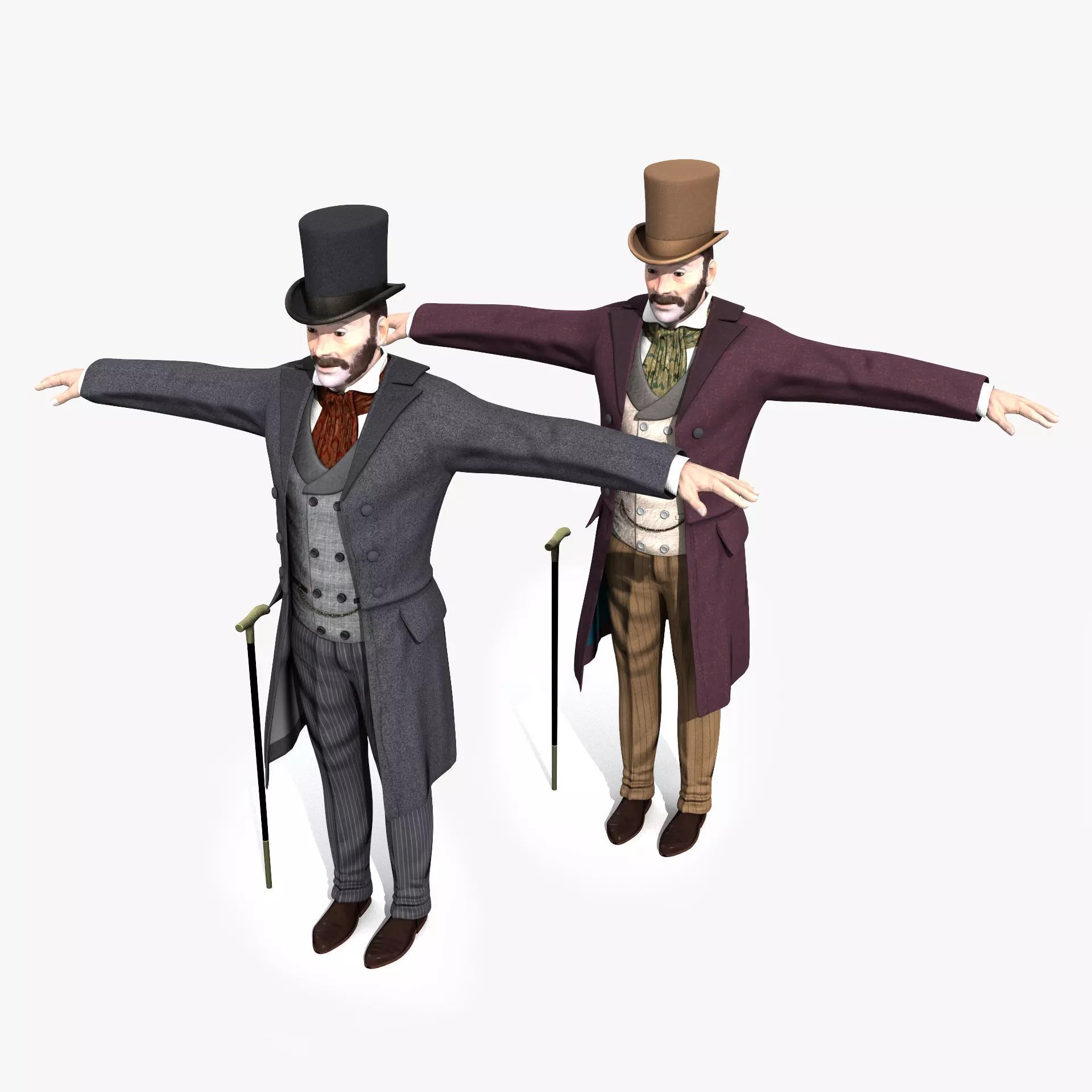 Victorian Gentleman STATIC not rigged - Low Poly Low-poly 3D model_0