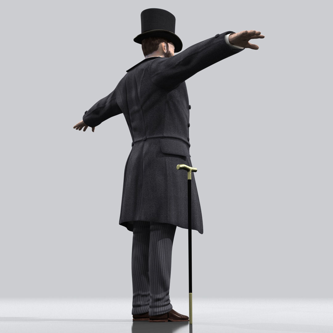 Victorian Gentleman STATIC not rigged - Low Poly Low-poly 3D model_14