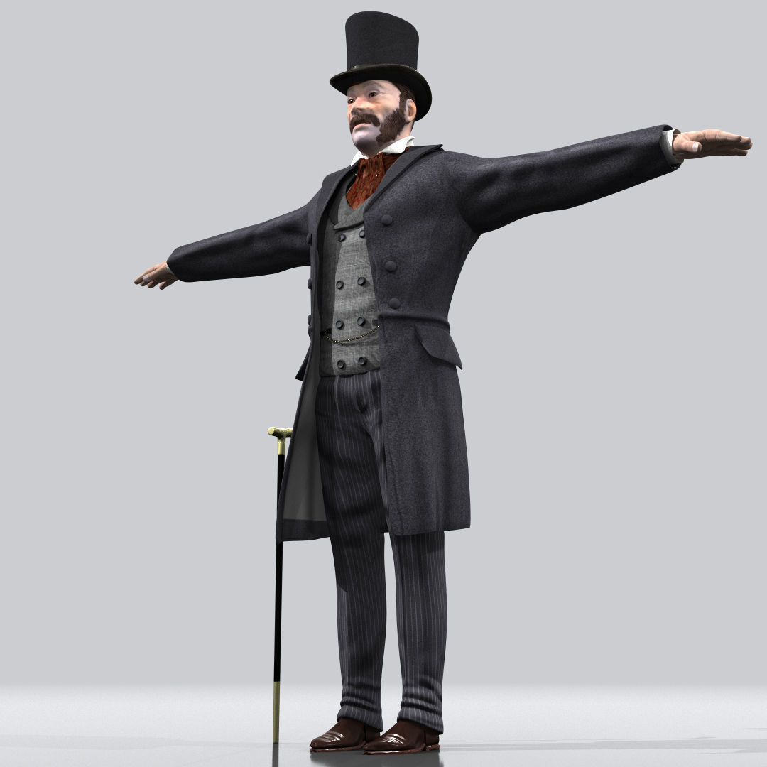 Victorian Gentleman STATIC not rigged - Low Poly Low-poly 3D model_13