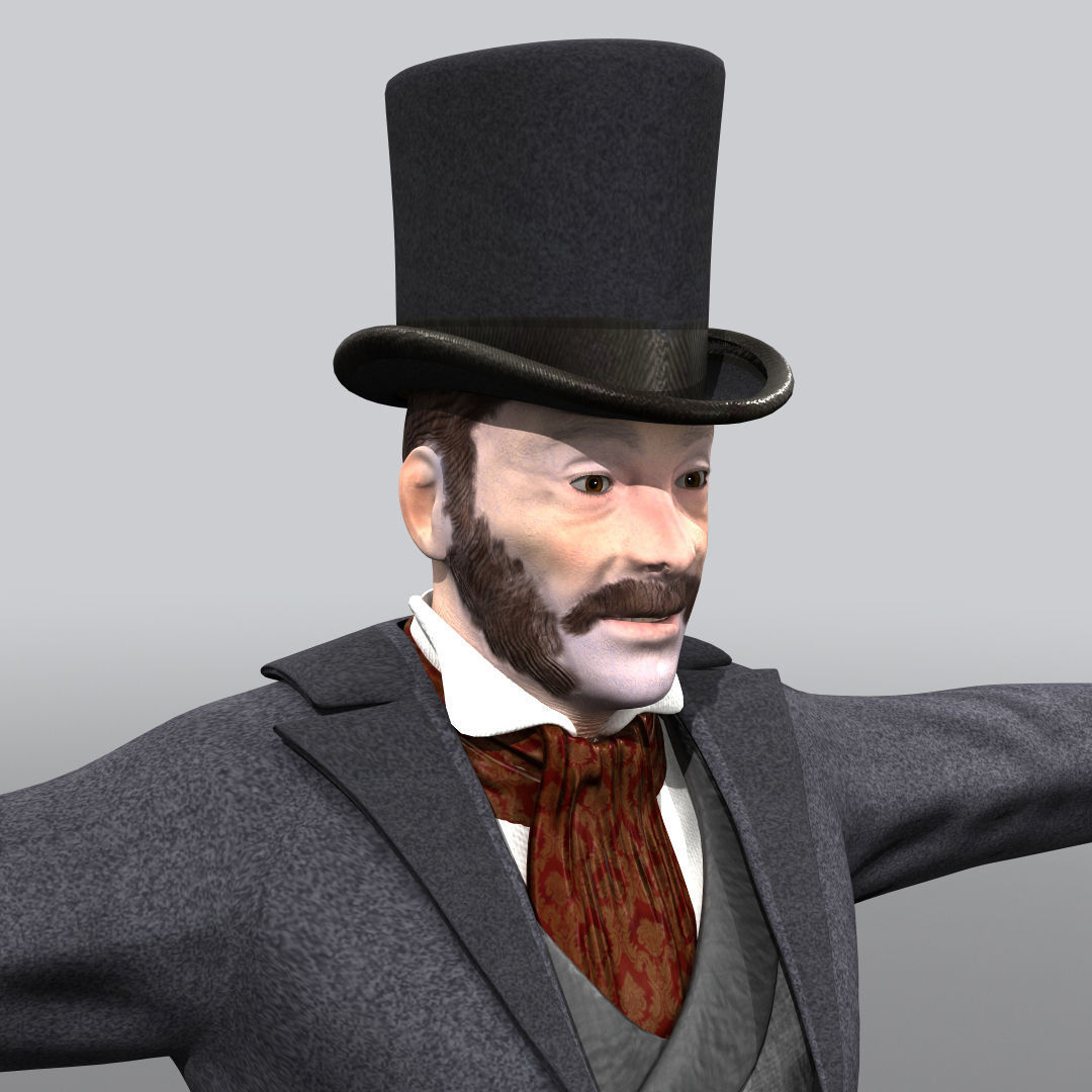 Victorian Gentleman STATIC not rigged - Low Poly Low-poly 3D model_11