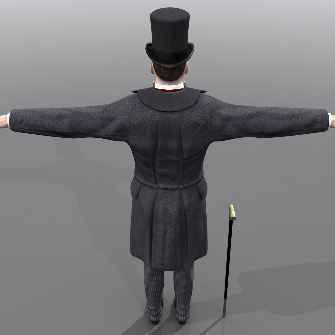 Victorian Gentleman STATIC not rigged - Low Poly Low-poly 3D model_16