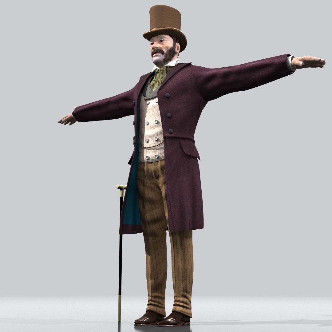 Victorian Gentleman STATIC not rigged - Low Poly Low-poly 3D model_20