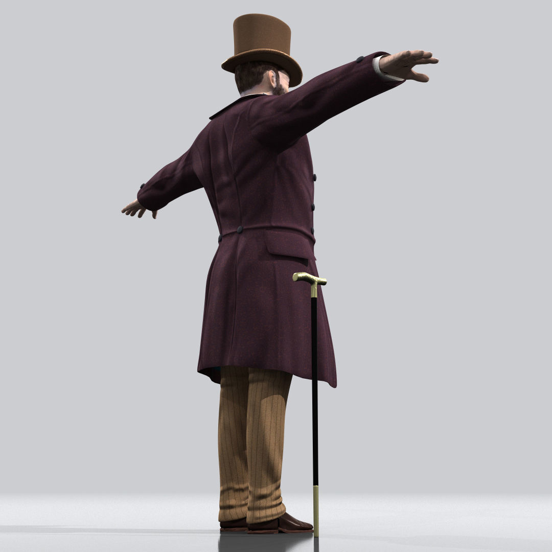 Victorian Gentleman STATIC not rigged - Low Poly Low-poly 3D model_21