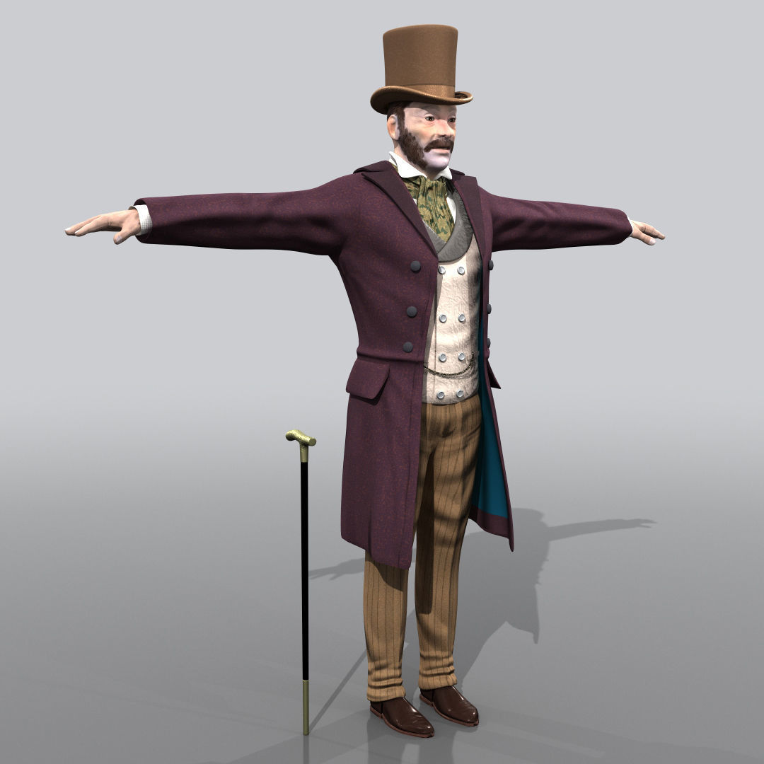 Victorian Gentleman STATIC not rigged - Low Poly Low-poly 3D model_17