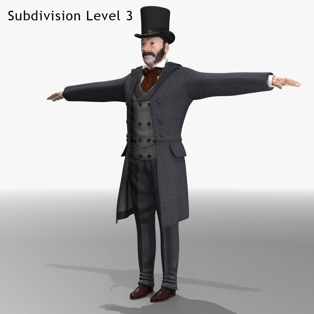Victorian Gentleman STATIC not rigged - Low Poly Low-poly 3D model_6