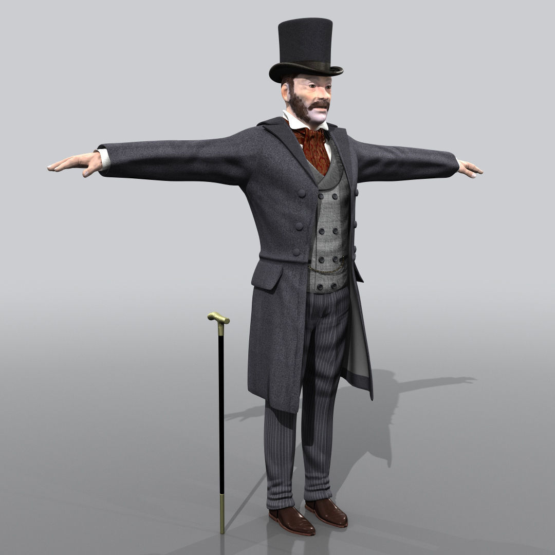 Victorian Gentleman STATIC not rigged - Low Poly Low-poly 3D model_10