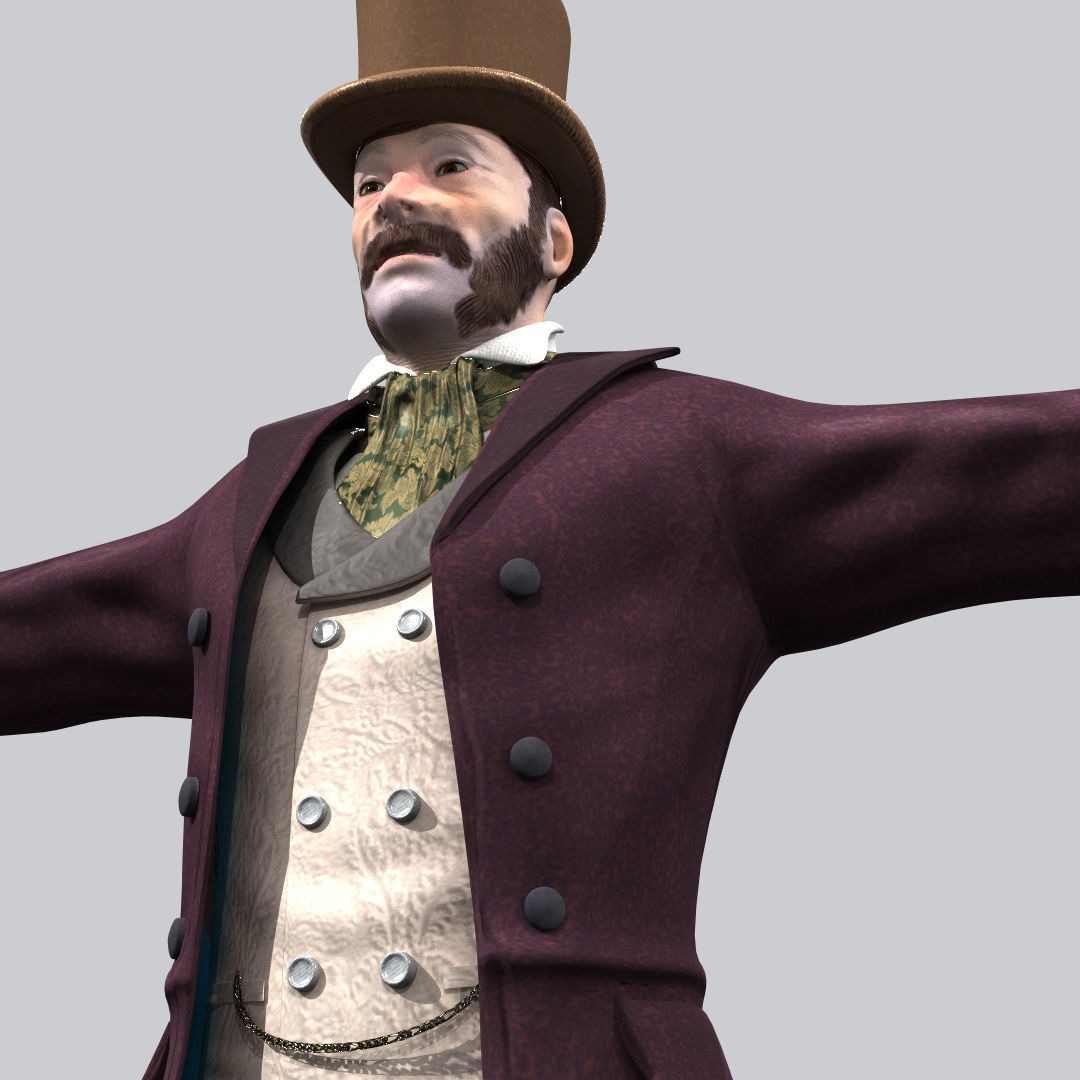 Victorian Gentleman STATIC not rigged - Low Poly Low-poly 3D model_19
