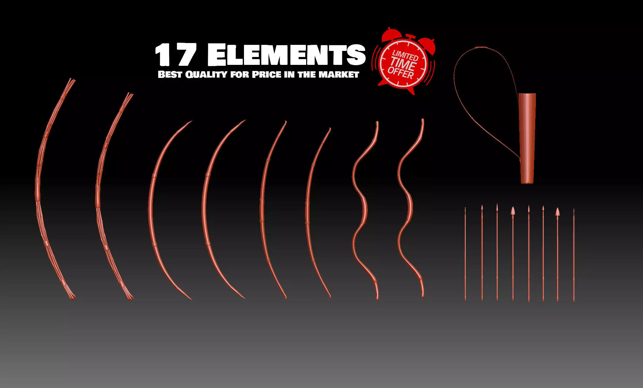 17 Bow Arrows and ranged weapon collection Medieval Roman Archer 3D print model_0