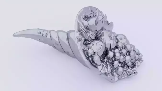 Cornucopia Horn of plenty high-poly 3D model