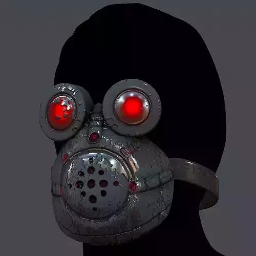 Gas mask helmet 3d model scifi Low-poly 