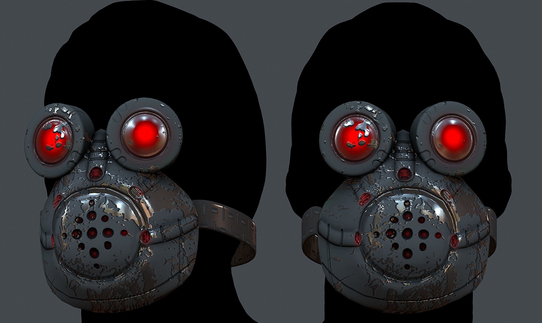 Gas mask helmet 3d model scifi Low-poly  Low-poly 3D model_1