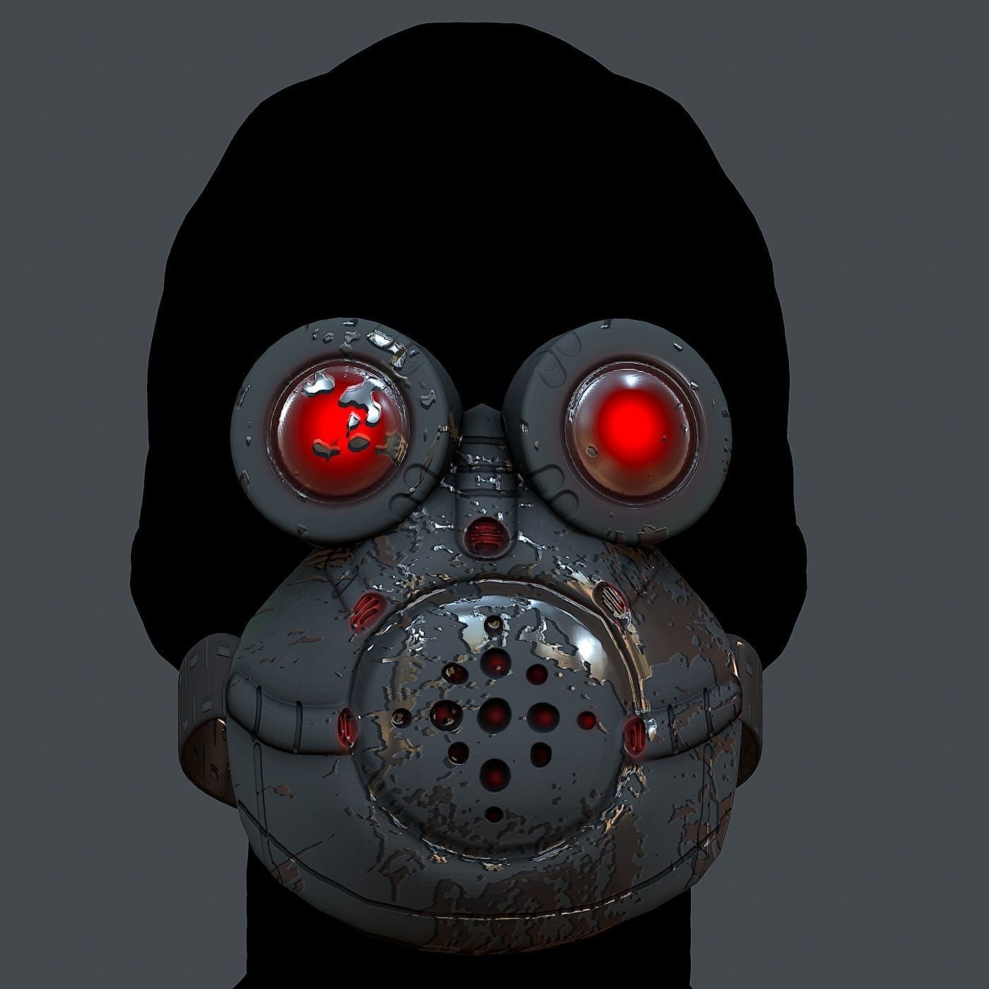 Gas mask helmet 3d model scifi Low-poly  Low-poly 3D model_2