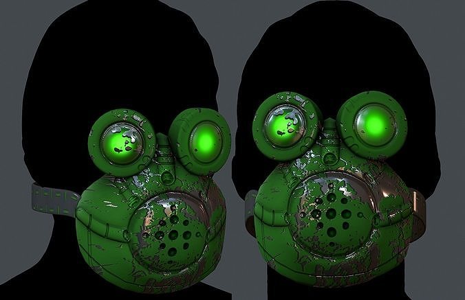 Gas mask helmet 3d model scifi Low-poly  Low-poly 3D model