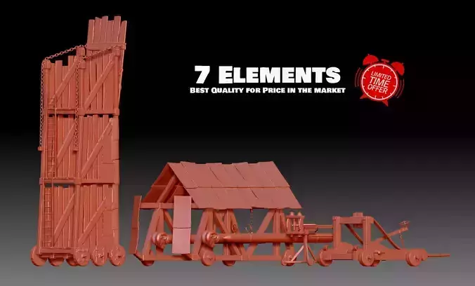7 Medieval and Roman War Machines Siege Weapons collection